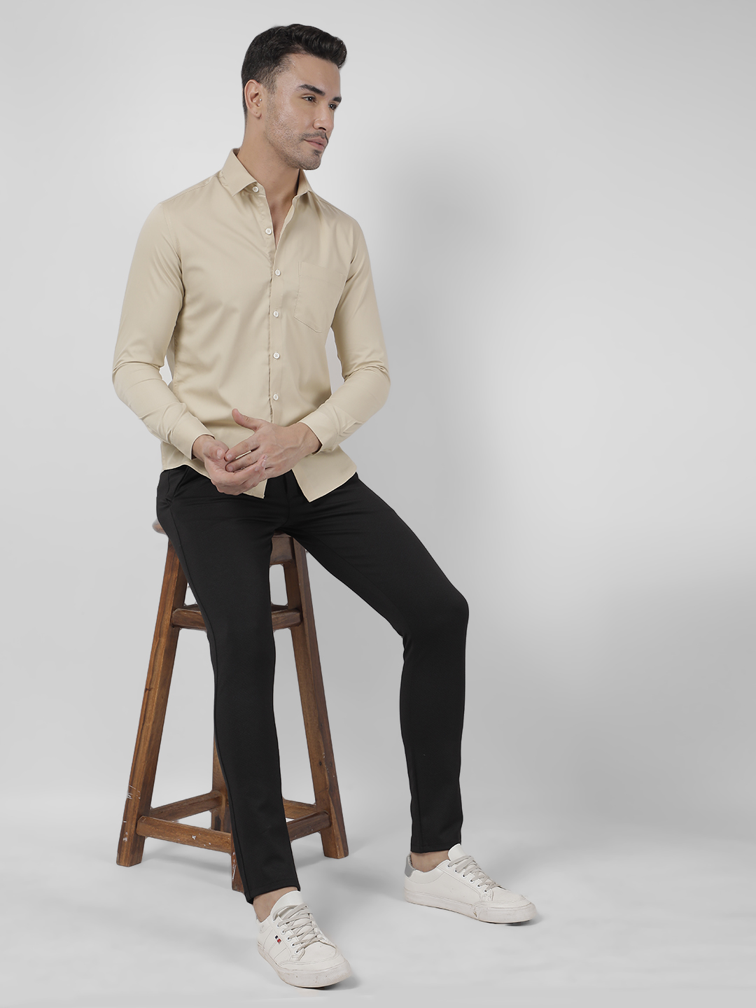 Numero Uno Men SOLID Beige Shirt